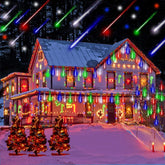 Kwaiffeo Multicoloured Meteor Shower Christmas Lights 240 LED 10 Tubes Waterproof